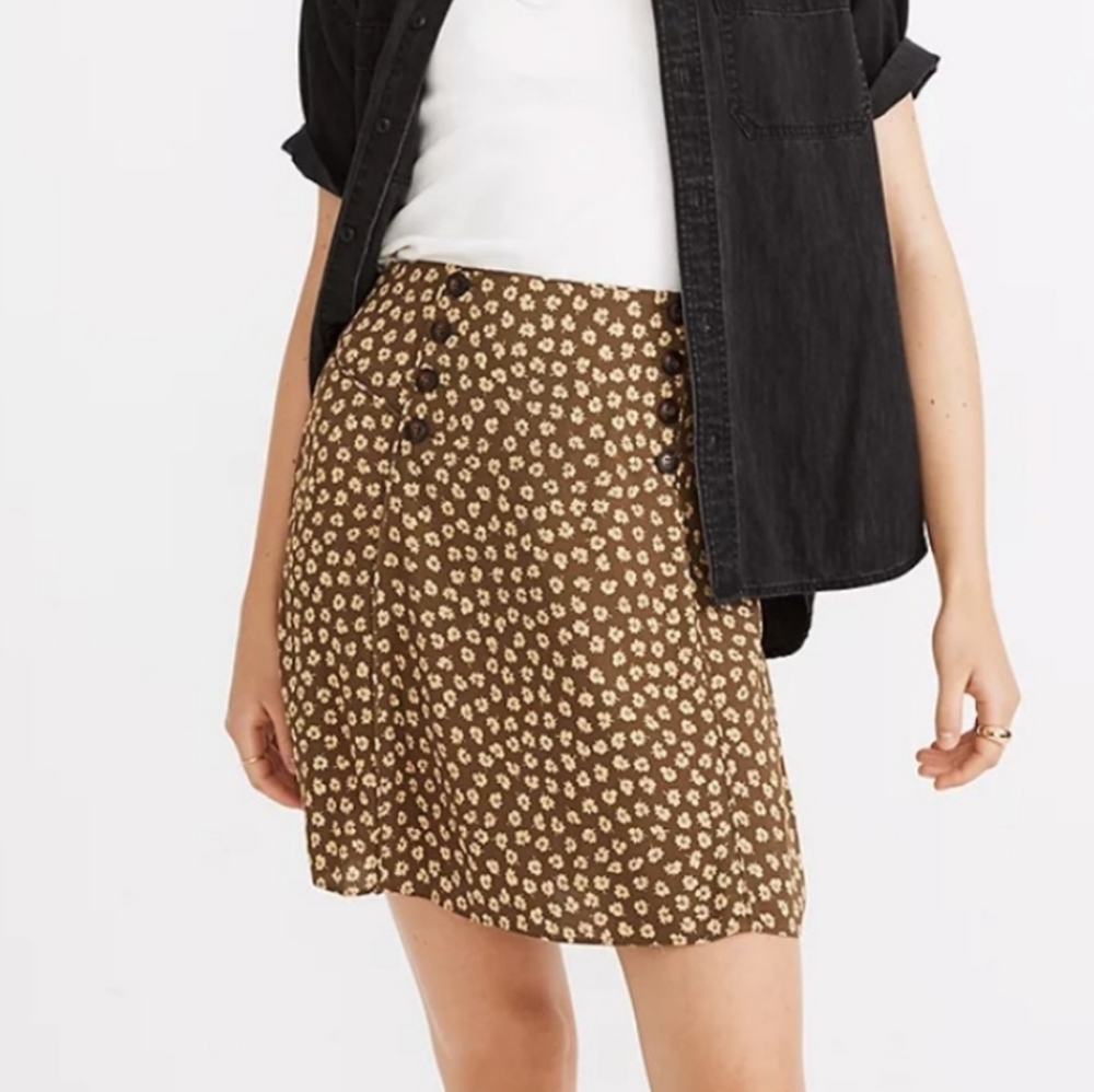 Madewell Piped Mini skirt in Woodcut Flowers